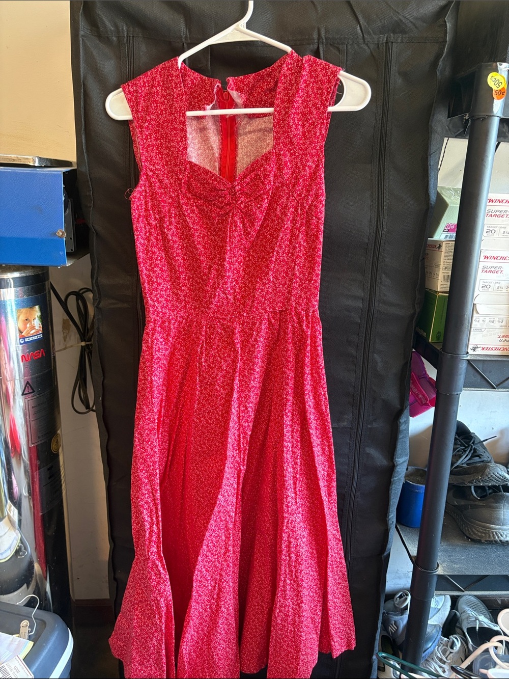Red Sleeveless Fit-and-Flare Dress